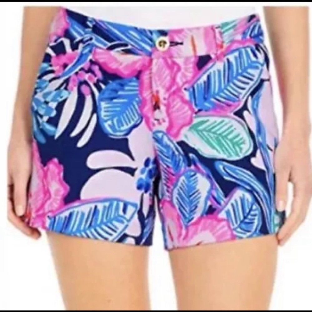 Lilly Pulitzer Callahan Knit Shorts, High Tide Navy, Sugar Mambo, Size 16 - NWT!